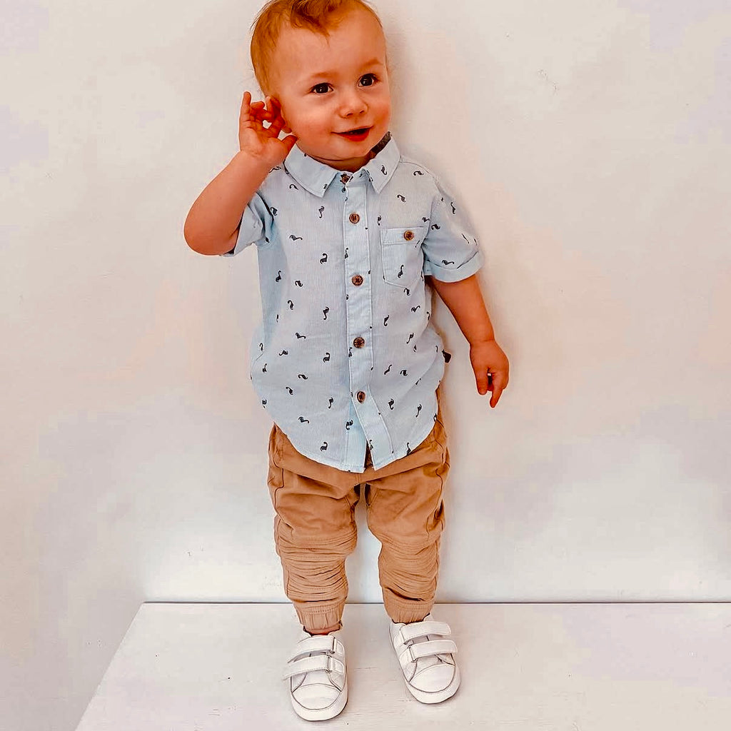 Tyler Trainers - White baby first walking shoes by SKEANIE