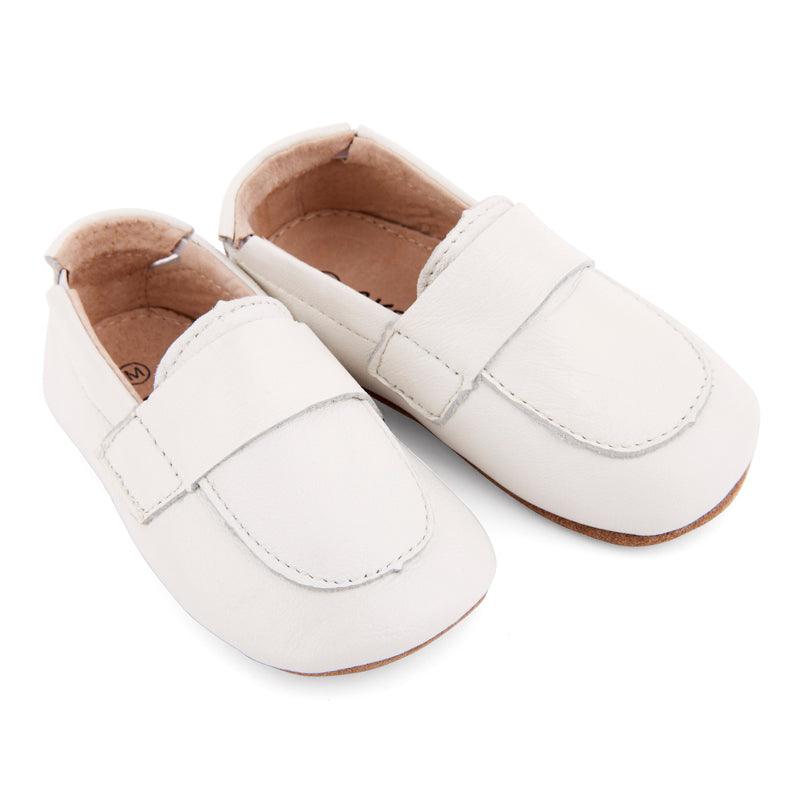 Pre Walker Shoes Oliver Leather Loafers in White by SKEANIE